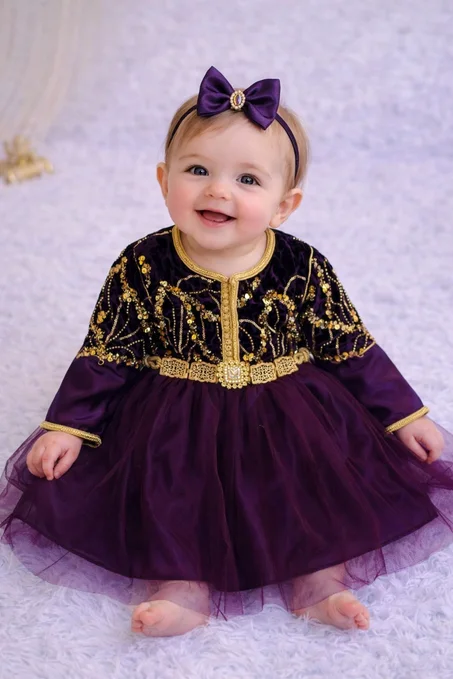 قفطان صغار من 6 حتى 9 شهور – أناقة مغربية ساحرة للأميرات 👑💖