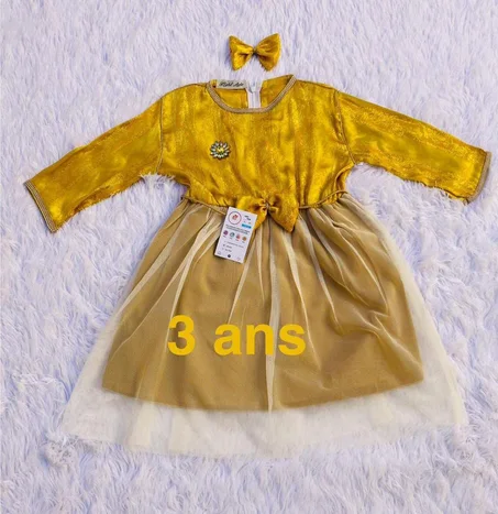 فستان فاخر للصغيرات 2-3 سنوات 👑 – جودة عالية بتفاصيل دقيقة ✨