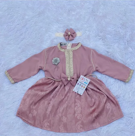 فستان قفطان مغربي للبيبي 6–9 شهور – نعومة وفخامة في آن واحد 🎀💎