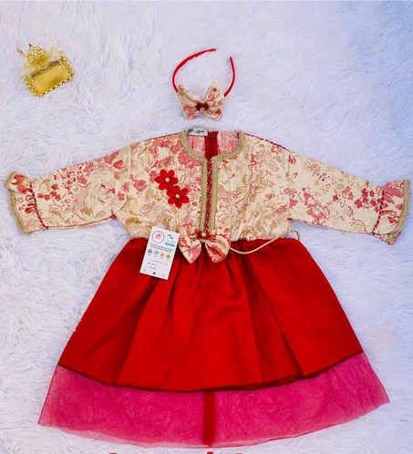 👑✨ فستان فاخر للبنات من 9 شهور حتى عام واحد 👶💖