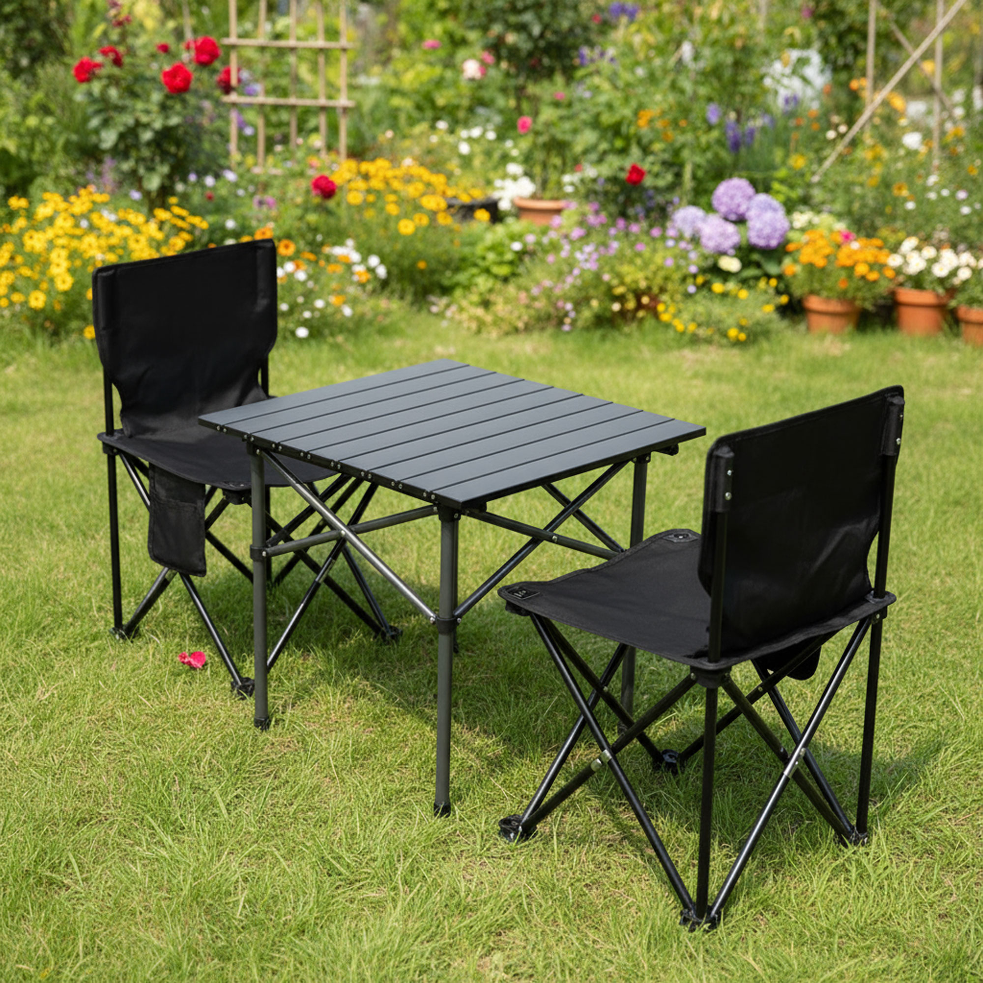 طاولة قابلة للطي مع 2 كراسي