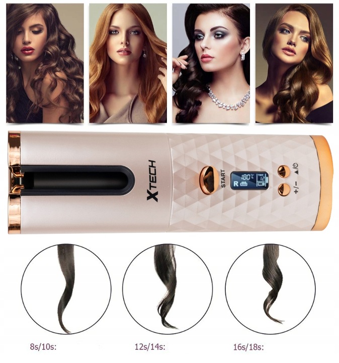 Usb Rechargeable Wireless Automatic Hair Curling Iron Multifunctional Hair Curler Portable LCD Display Ceram ​