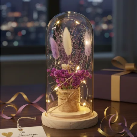 Plante Eternette sous Cloche LED – Un Cadeau Magique & Intemporel