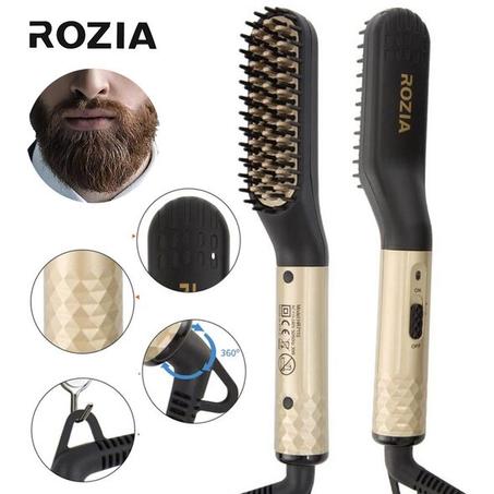 مشط ومصفف حراري للشعر واللحية من صفائح السيراميك لإطلالة عصرية وشعر أملس وناعم ROZI Professional Modeling Comb For Beaut barber And Beard HR