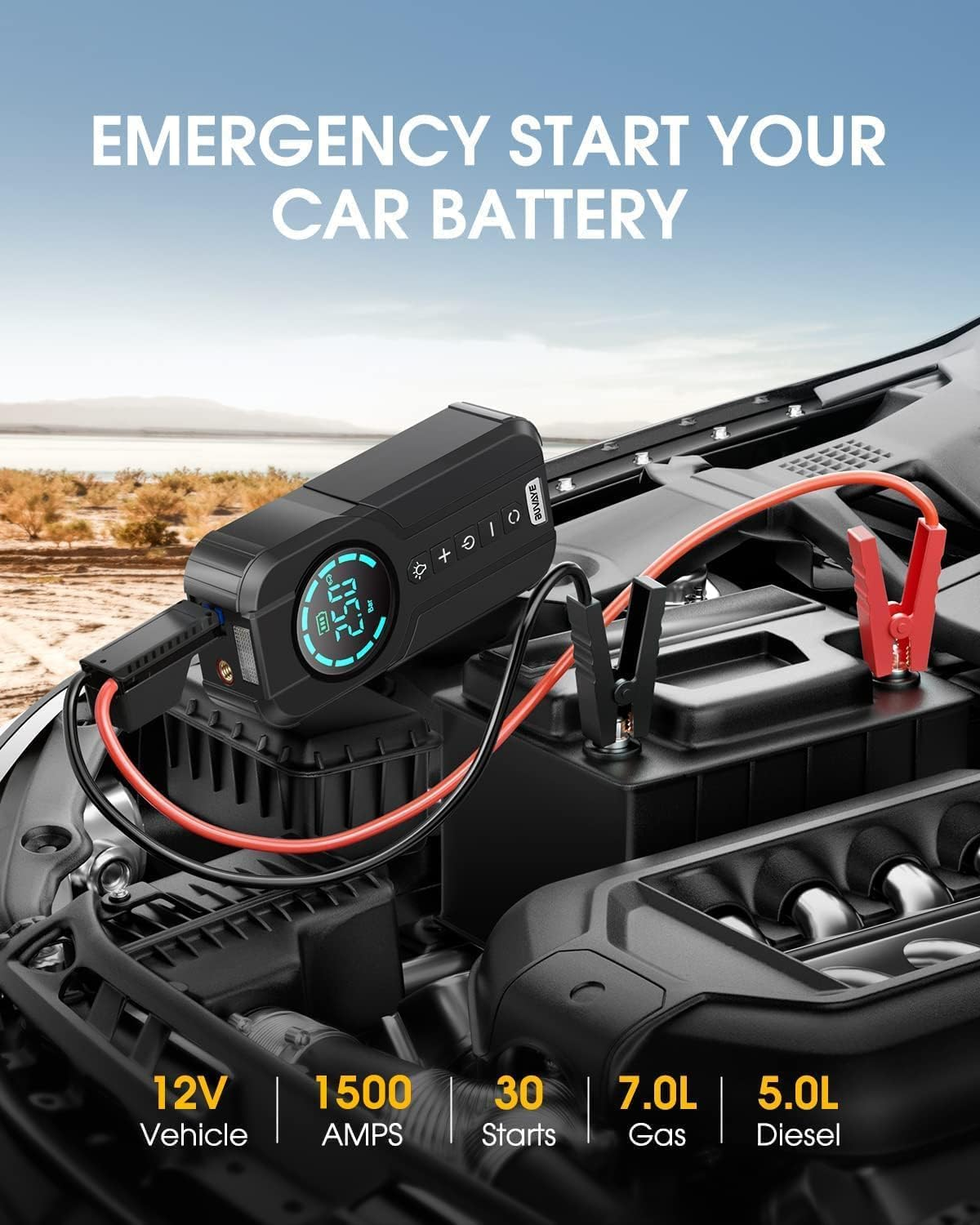 Démarreur; Gonfleur; Batterie (4 en 1 )