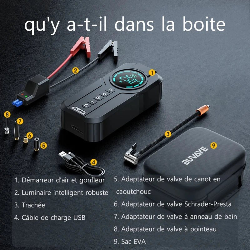 Démarreur; Gonfleur; Batterie (4 en 1 )