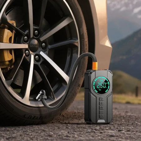 شاحن بطارية سيارة و الموبيل مع منفاخ للأطارات