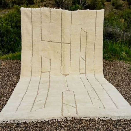 Merzouga Lines- Beni Mrir't White Rug (ref: m030)