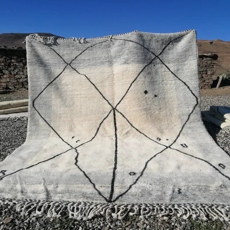 Authentic Gray and Black Beni Mrir't Rug (ref: m134)