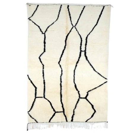 White Beni Ourain Rug with Black Lines (ref: b09)