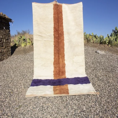 Moroccan Beni Mrirt Rug – Burnt Orange and Blue Cross (ref: m018)