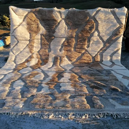 Contemporary Beni Mrir't Rug Brown and Beige (ref: m126)