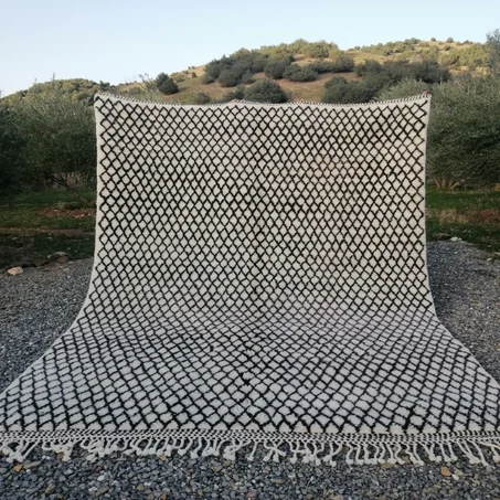 Soft Beni Mrir't Rug, white and black Area Rug (ref: m076)