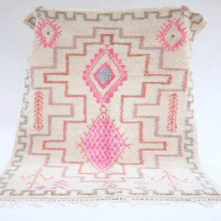 Azilal Rug with Pink Shapes (ref: a46)