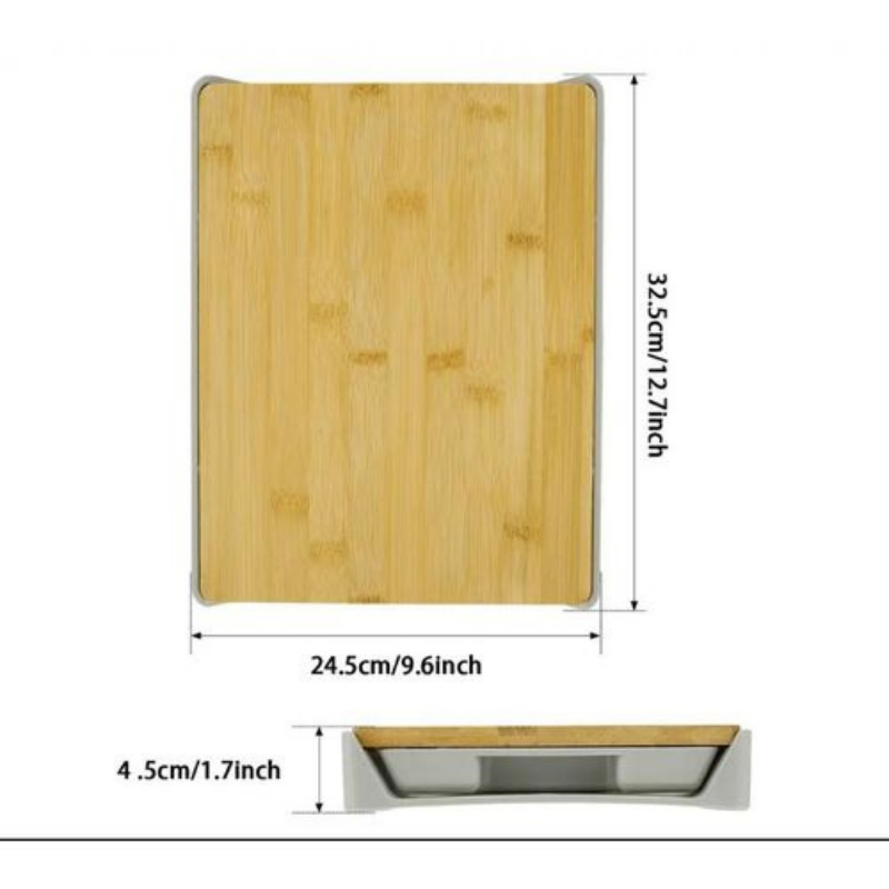 Planche à Découper en Bois avec Tiroir Pratique plastique alimentaire
