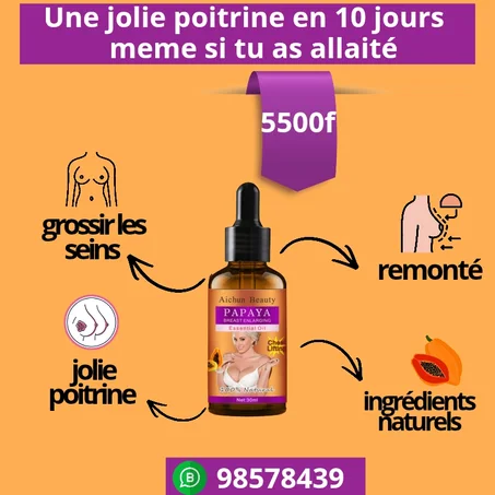 GROSSIR LES SEINS EN 14 JOURS SANS PRODUIT NEFASTE SUR LA SANTE GRACE A NOTRE HUILE MIRACULEUX DE PAPAYA