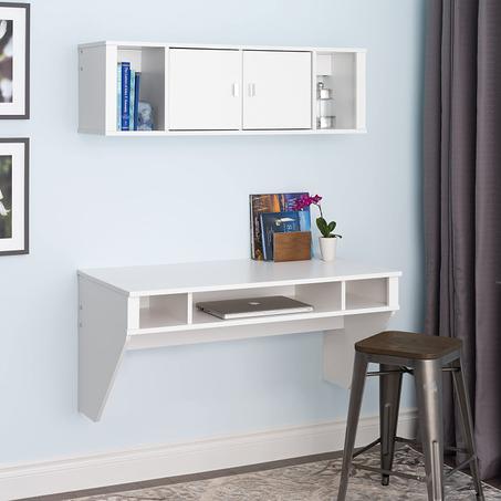 Bureau Flottant Mural Avec Armoire Murale Decoomid