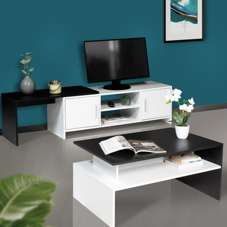 MEUBLE TV MULTIRANGEMENTS Blanc/Noir
