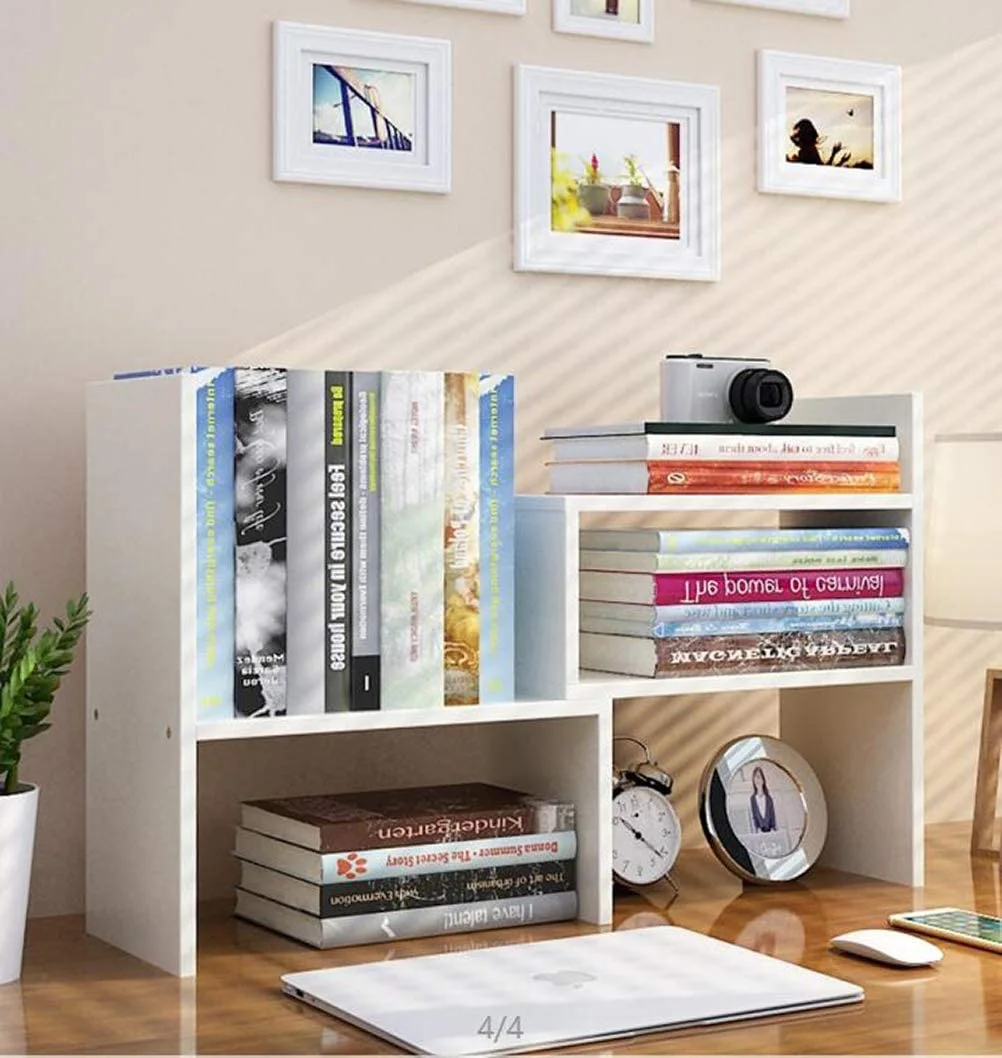 Organiseur Bureau Étagère Réglable En Bois - Rangement Polyvalent Maison Bureau Études (Noir)