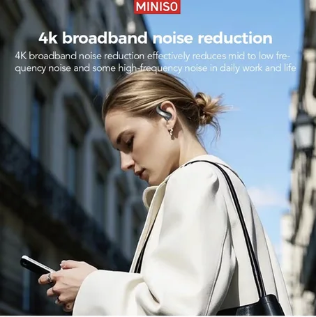 سماعات أذن لاسلكية بتقنية بلوتوث مزودة بشاشة لمس عالية الدقة وتقنية الترجمة الذكية MINISO MS188، وعمر بطارية طويل للغاية.