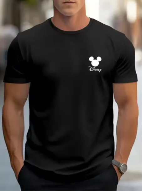 تي شيرت رجالي 2025 من ديزني ميكي ماوس تي شيرت للزوجين، تي شيرت صيفي كاجوال من القطن للنساء، تي شيرت ملابس الشارع، مقاس كبير، مناسب للعطلات للجنسين