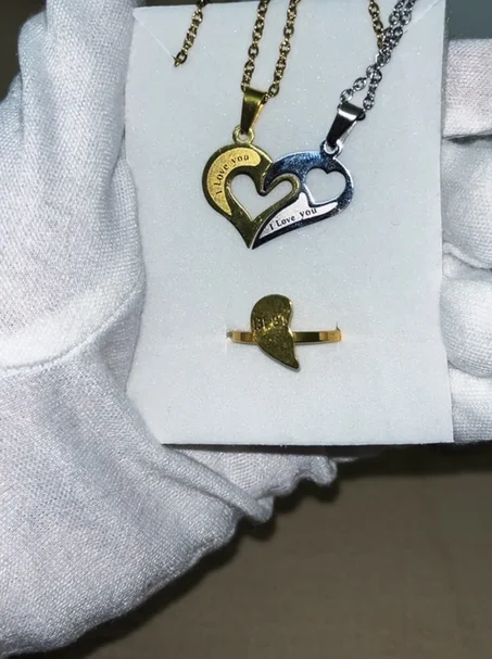 Pack 2 Colliers 2 Bagues pour couples ou amis💞🫶🏼 + حلقات مجانا pour filles
