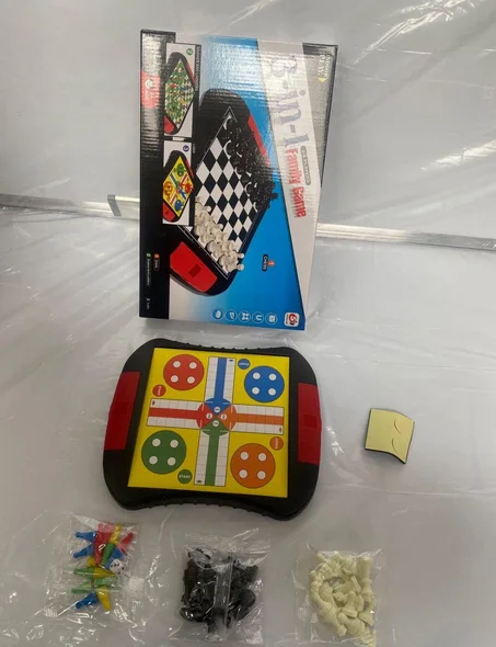 🎯 اللعبة العائلية 3 فـ 1 – Jeu de société 3 en 1 | شطرنج ♟️ + لودو 🎲 + السلم والحية 🐍 | المتعة للعائلة كاملة 👨‍👩‍👧‍👦