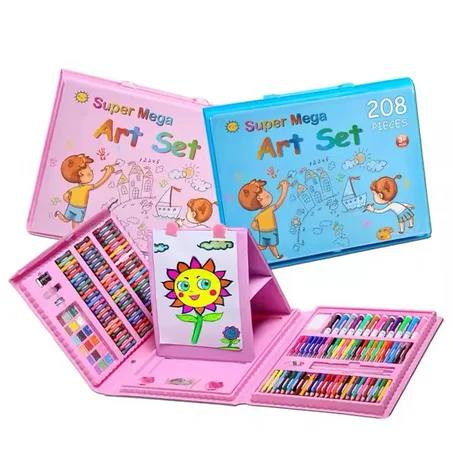 مجموعة الفن الفاخرة للأطفال - 208 قطعة للرسم والتلوين Art Set 🎨✨