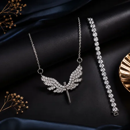 Collier Angel + gourmettte سنسلة الملاك