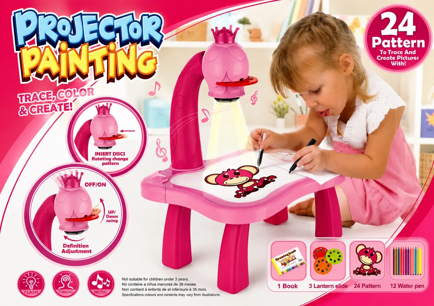 bureau et projecteur مجموعة رسم فنية مع جهاز عرض ضوئي
