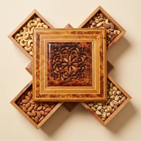 علبة الضيافة الفاخرة من خشب العرعار المغربي الأصيل – صناعة يدوية راقية