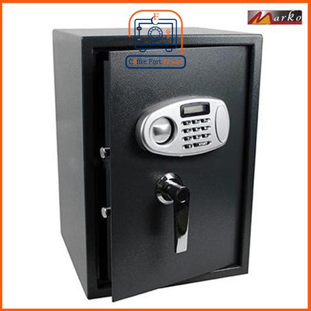 خزانة إلكترونية بقفل مع رمز سري ومفتاحين ومقبض، تُثبّت على الحائط والأرضية - 50×35×31 سم