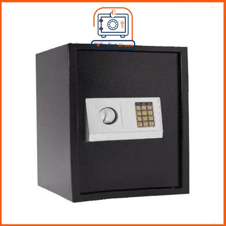 خزانة إلكترونية بقفل مع رمز سري ومفتاحين، تُثبّت على الحائط والأرضية - 40×35×30 سم