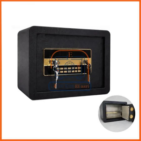 خزانة إلكترونية بشاشة ذهبية أنيقة، وبطانة داخلية، ورمز سري، ومفتاحين، ووظيفة إنذار - 30×38×25 سم