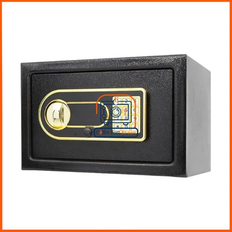 خزانة رقمية بقفل باللون الذهبي مع رمز سري ووضعين للفتح ووظيفة إنذار - 20 × 31 × 20 سم