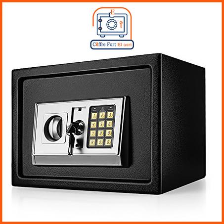 خزانة إلكترونية بقفل مع رمز سري ومفتاحين، تُثبّت على الحائط والأرضية -  25×35×25 سم