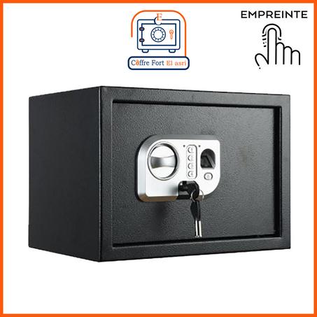 خزانة إلكترونية آمنة ببصمة الإصبع و نظام الإنذار مع رمز PIN ومفتاحين ورف - 25x35x25 سم