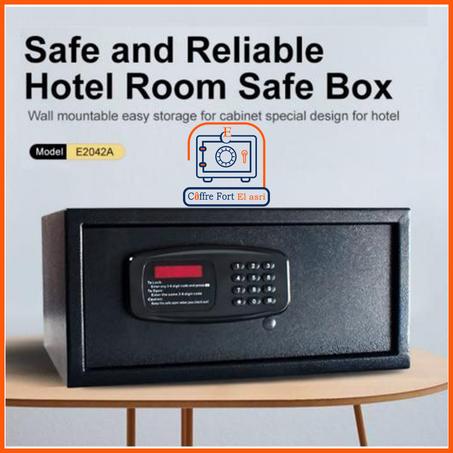 خزانة إلكترونية بقفل مع لوحة مفاتيح مركبة وشاشة إضاءة تُثبّت على الحائط والأرضية - 20×42×37 سم