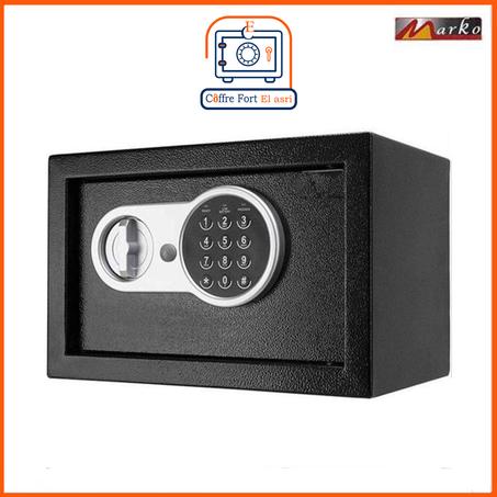 خزانة إلكترونية بقفل مع رمز سري ومفتاحين تُثبّت على الحائط والأرضية - 20×31×20 سم