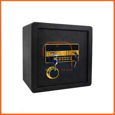 خزانة إلكترونية بشاشة ذهبية أنيقة، وبطانة داخلية، ورمز سري، ومفتاحين، ووظيفة إنذار - 40×38×33 سم