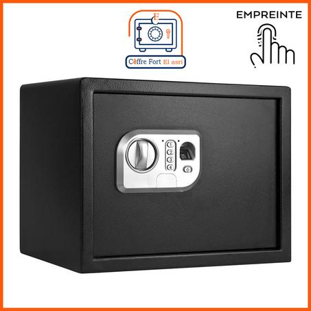 خزانة إلكترونية آمنة ببصمة الإصبع و نظام الإنذار مع رمز PIN ومفتاحين ورف - 30x38x30 سم