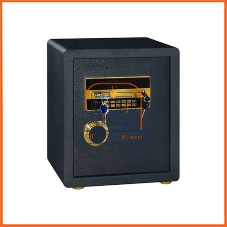 خزانة إلكترونية بشاشة ذهبية أنيقة، وبطانة داخلية، ورمز سري، ومفتاحين، ووظيفة إنذار - 45×39×34 سم