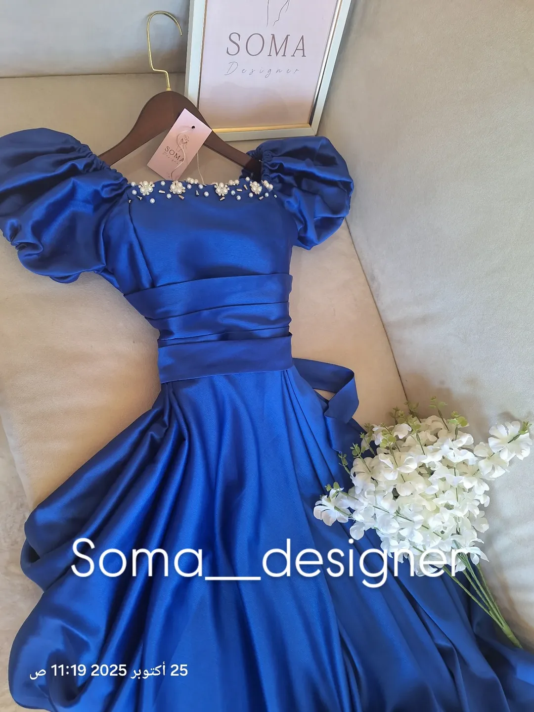 فستان ستان ازرق