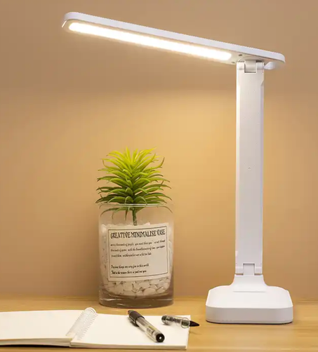 مصباح مكتب Led مدمج، مدعوم بمنفذ Usb، تحكم باللمس مع إضاءة خافتة وضوء ليلي قابل للطي وتعديله (أبيض)