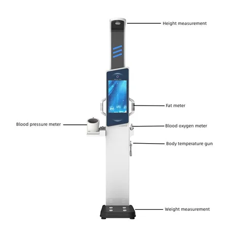 Balance d'analyseur de composition corporelle intelligente à écran tactile LCD en acier avec poids de taille IMC et mesure
