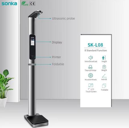 Sonka SK-L08  poids et hauteur échelle mesure par ultrasons hauteur et poids machine pour centre de soins de santé pharmacie