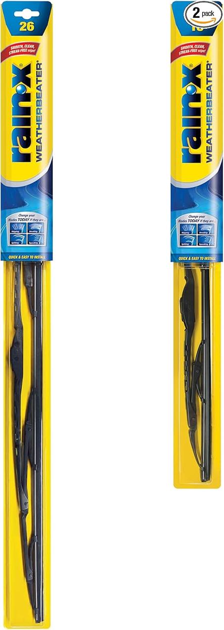 Rain-X 820147 WeatherBeater - Limpiaparabrisas de 26 y 16 pulgadas, calidad de fabricante original del equipo en todas las estaciones, convencional, ajuste específico del vehículo, 2 unidades