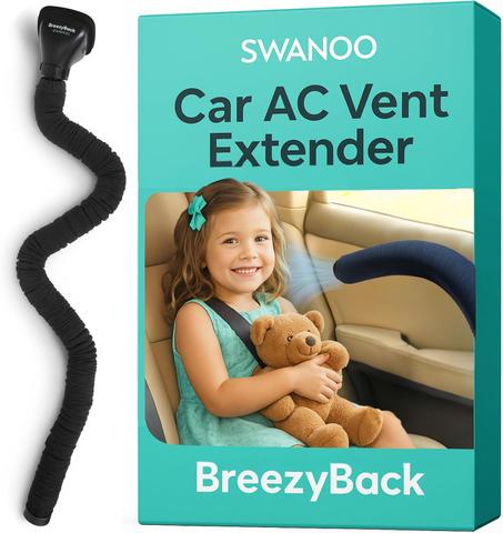 Swanoo Extensor de ventilación de CA para automóvil | Manguera de ventilación para asiento trasero | Dirige aire frío o caliente a niños y mascotas | Ajuste universal | Se extiende hasta 10 p