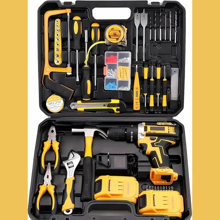 مثقاب كهربائي لاسلكي و 128 قطعة