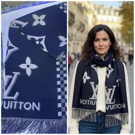 châle en cachemire L.V Noir ( LV12)